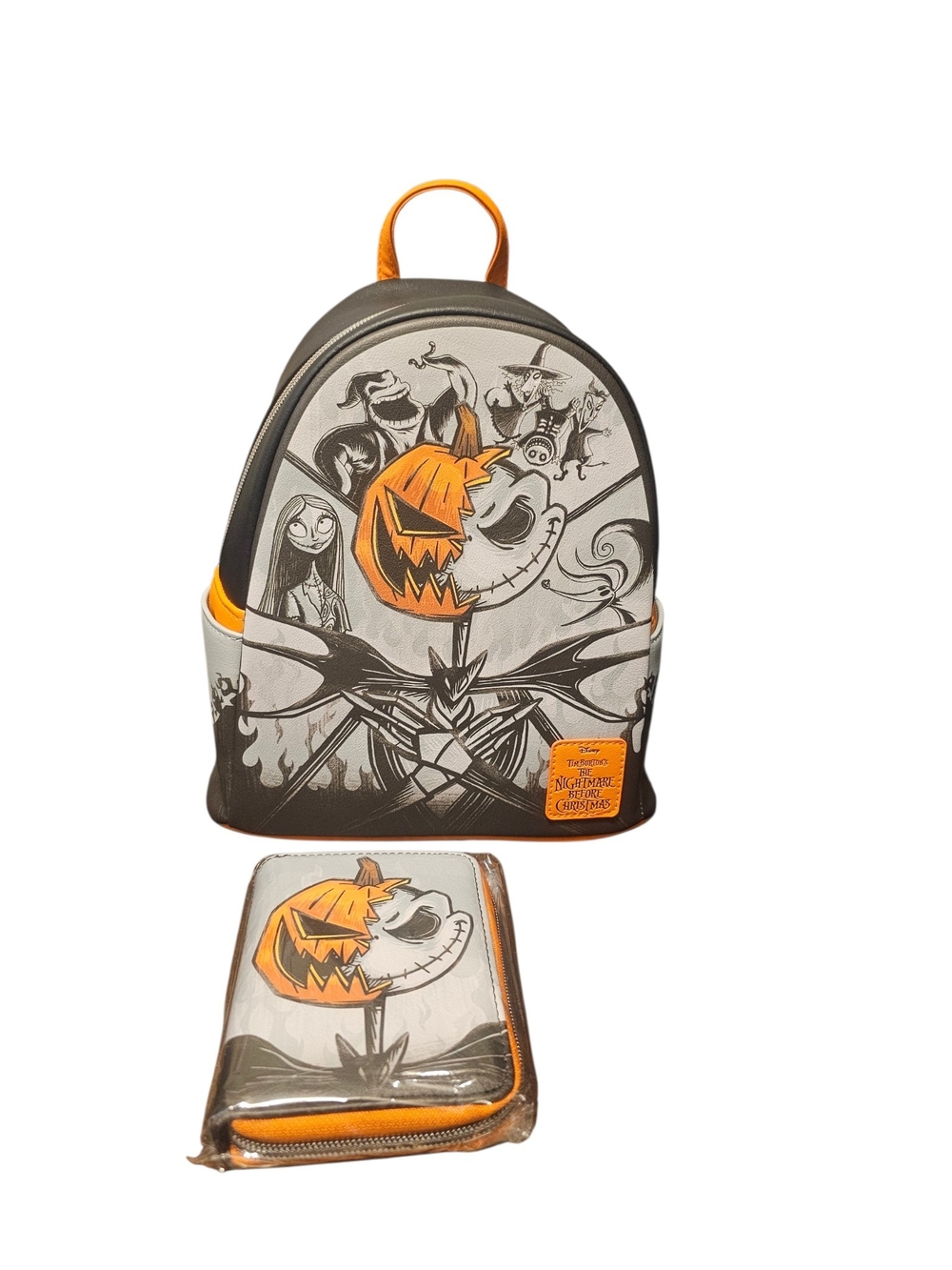 Disney The Nightmare Before Christmas Black and Orange Backpack And Wallet